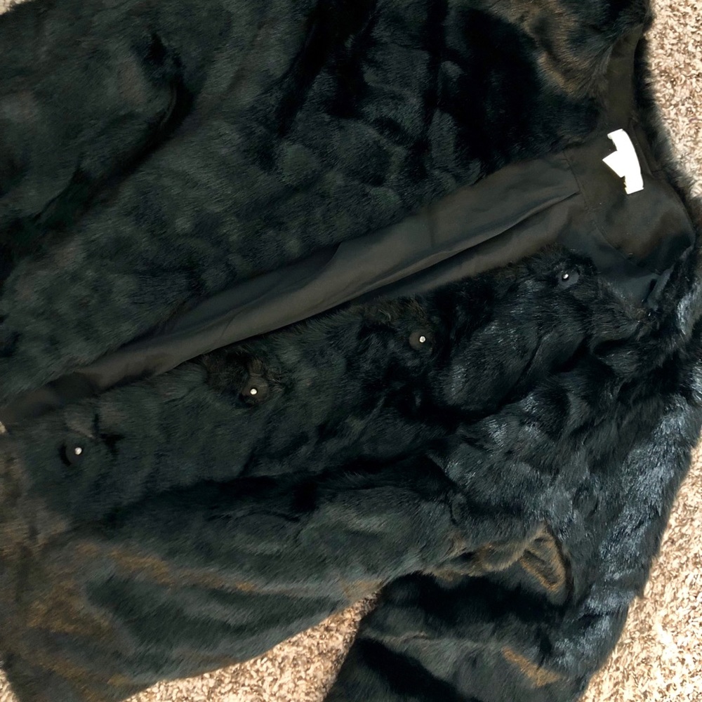 H & M faux fur black coat